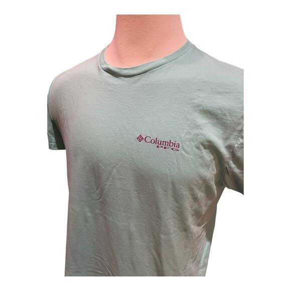 Columbia Teal Blue PFG Fishing Large Short Sleeve Tee Classic Design - Picture 1 of 6